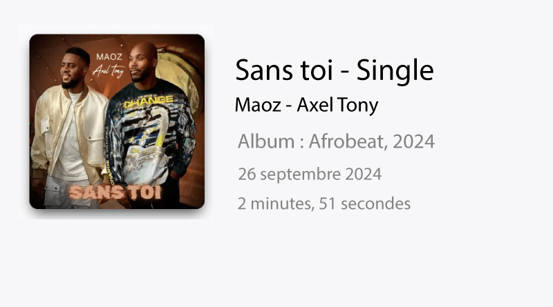 Sans toi by Maoz feat Axel Tony, afrobeat 2024